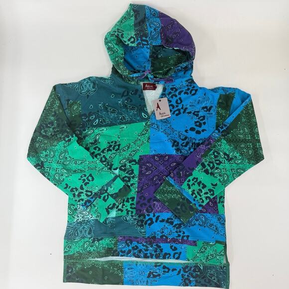 Avani del Amour Hoodie Women Size S Patchwork Pullover Multicolor Bandana Print - Picture 1 of 3